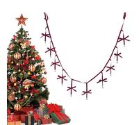 Lazos de terciopelo para Navidad - Colgante con cascabeles | Burdeos cinta larga de Navidad lazos | Para ventana, pared, puerta, salón, chimenea, escalera, entrada