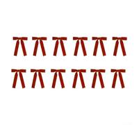 Lazos de terciopelo para Navidad en borgoña, juegos de 12 o 24 con corbata o clip para decorar árboles, coronas, guirnaldas y exhibiciones de temporada (12)