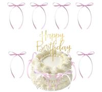 Lazos Decoracion Tartas Rosa 7 Piezas Decoracion Tarta Cumpleaños Niña Decoración Torta Feliz Cumpleaños Cake Topper Boda Fiesta Cumpleaños para Hijas, Madres, Esposas, Hermanas (Rosa)