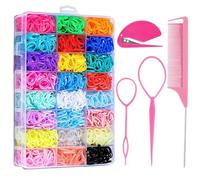 Lazos elásticos para el pelo para niñas, accesorios de peinado con herramientas de peinado y cortador para un uso fácil por parte de los niños