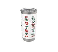 Lazos femeninos del patrón floral de la raya roja verde y de la Navidad Vaso térmico de acero inoxidable de doble pared