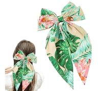 Lazos grandes para el pelo para niñas, pasadores de un solo clip, múltiples diseños disponibles, lazos grandes para niñas, mujeres, pinzas para el pelo con lazo jumbo con cola larga (verde hawaiano)