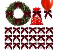 Lazos navideños de terciopelo: diseño de manualidades con purpurina, textura de material de felpa, decoración de inspiración vintage, accesorio atado a mano que resalta la estética invernal y la