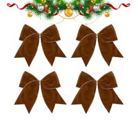 Lazos Navideños - Lazos De Cinta De Terciopelo 5,91x5,91 Pulgadas | 4 Piezas Lazo Decorativo Preatado Para Regalos, Árboles, Coronas Y Decoración Fiestas | Lazo Navidad - Decoraciones Navideñas Para E