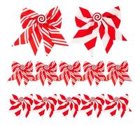 Lazos Navideños para Coronas 12 Adornos Grandes Blancos y Rojos | Lazos Rayados De 16 cm Para Decoración para la puerta principal, guirnalda, chimenea, jardín, boda y propietarios