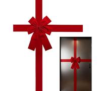 Lazos navideños para puertas de gabinetes, lazos rojos grandes para puertas de entrada, gruesos, cinta decorativa para coronas navideñas, ambiente feliz de vacaciones, para decoración de bodas y celeb