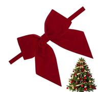 Lazos navideños rojos ya atados decoraciones de corona de vacaciones | Arcos de árbol de Navidad de terciopelo para puerta armario escalera pared y estilo granja decoración navideña