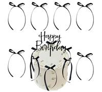 Lazos Negros Decoracion Tartas 7 Piezas Decoracion Tarta Cumpleaños Niña Decoración Torta Feliz Cumpleaños Cake Topper Boda Fiesta Cumpleaños para Hijas, Madres, Esposas, Hermanas (Negro)