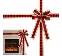 Lazos para Armario De Cocina Navideña - Grandes Decoraciones Festivas de Cuadros Rojos - Lazo para Corona De Navidad - para Celebración Estacional En Hogar Sala De Estar Dormitorio