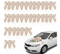 Lazos para coche, bodas, decoración de coche, lazos para antena, lazos de encaje, lazos de encaje para coche de boda, decoración de cumpleaños (marrón lino, 32 unidades)