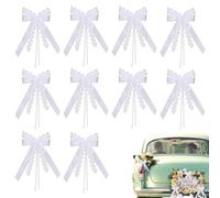 Lazos para coches de boda, 10 piezas de lazos blancos de organza para decoración de bodas, regalos y celebraciones, resistentes y reutilizables