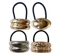 Lazos Para El Cabello Con Extremos Metálicos,Soporte Para Lazos Para El Cabello De Metal | 4X Soportes de cola de caballo elásticos geométricos,Accesorios decorativos para coleta, lazos para el pelo,