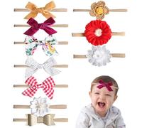 Lazos para el cabello de nailon para niñas, Lazos para diadema de nailon para bebés | 10X Lazo atado de nailon hecho a mano para niños pequeños,Elásticos elásticos suaves y cómodos del lazo del pelo p