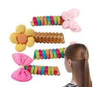Lazos para el cabello en espiral, para el cabello con alambre telefónico,Pack de 4 espirales para el cabello para niños | Lazos para el cabello retorcidos, lazos para el cabello trenzados con