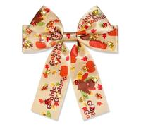 Lazos para el pelo de Acción de Gracias para mujer, diseño de hojas de arce, calabaza, pavo, lazos para el pelo, cintas de satén sedoso, color naranja, accesorios de Acción de Gracias, accesorios de