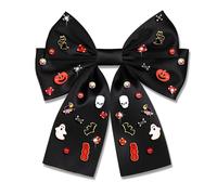 Lazos para el pelo de Halloween para mujer, espeluznantes calabazas, caramelos, maíz, fantasma, lazos para el pelo, cintas para el pelo con joyas, color naranja y negro, pasadores de lazo de satén,