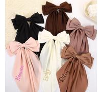 Lazos Para El Pelo Personalizados Con Nombre Bordado Para Niñas, Lazo De Satén Para La Vuelta Al Cole, Accesorios Monograma Para Niñas Pequeñas, Lazo Antideslizante Para Uniforme Escolar