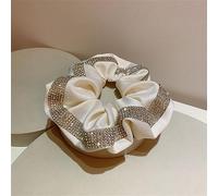 Lazos para el pelo,Scrunchies, Accesorios for el cabello: tocado de cola de caballo baja con borde de diamante brillante y satinado.(White)