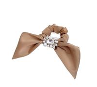 Lazos para el pelo,Scrunchies, Cuerda for el pelo con hebilla de diamante y perla de temperamento retro, de satén, de seda sintética, atada(Black)