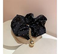 Lazos para el pelo,Scrunchies, Tocado de flores estilo socialité con forma de círculo de diamantes de satén retro(Black)