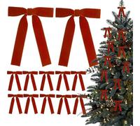 Lazos Rojos para Arbol De Navidad - 12 Unidades Lazos Rústicos Rojo para Árbol De Navidad,Decoracion Hogar para Chimenea Corona Valla Ventana Boda Mesa Telon De Fondo Fotos