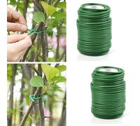 Lazos suaves para plantas, 20 m, alambre giratorio reutilizable, ajustable, plástico verde y aluminio, soporte seguro para rosas trepadoras, glorias matutinas, especies viñas (2 unidades)