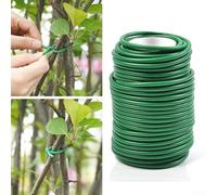 Lazos suaves para plantas de 20 m, alambre giratorio reutilizable, ajustable, plástico verde y aluminio, soporte seguro para rosas trepadoras, glorias matutinas, especies enredaderas (1 unidad)