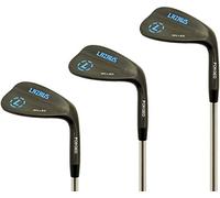 LAZRUS - Juego de cuñas de Golf forjadas Hombres, cuñas de Golf de 52, 56, 60 Grados + Cara fresada para más Giro, Gran Regalo de Golf (Negro, diestro, Negro Juego de 50, 54, 58)