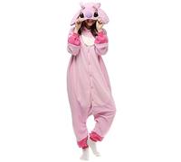 Lazutom Unisex Adulto Cosplay Disfraz Onesie Disfraz Disfraces Sudaderas Pijamas Traje para Navidad Carnaval de Halloween (L, Lilo and Stitch Pink)