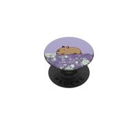 Lazy Capybara Sleepy Floral Pastel Púrpura Elegante Rosa PopSockets PopGrip Adhesivo
