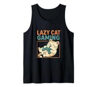 Lazy Cat Gaming - Retro Cozy Gamer Cat Camiseta sin Mangas