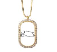 Lazy Cat Lying Line Art Deco - Collar con colgante de diamantes de cristal dorado