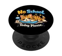 Lazy Cat No School Today - Gráfico Divertido para Estudiantes PopSockets PopGrip Adhesivo