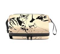 Lazy Cats - Neceser de doble capa para mujeres y niñas, neceser de viaje, bolsa organizadora de maquillaje con compartimento para cepillos, multicolor, 27x15x14 cm/10.6x5.9x5.5 in, Neceser