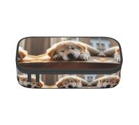 Lazy Dog - Estuche para lápices con estampado de cachorro, estuche de gran capacidad, bolsa de maquillaje multiusos con cremallera, Black, Talla única, Neceser