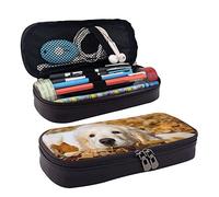Lazy Dog - Estuche para lápices de piel para niñas y niños, bolsa organizadora de papelería escolar