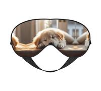 Lazy Dog - Máscara de ojos suave con estampado de cachorro, máscara de ojos para dormir, máscara opaca, adecuada para viajes, oficina, yoga, siesta