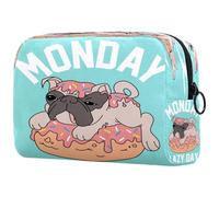 Lazy Dog Puppy Dount - Bolsa de cosméticos para mujer, neceser de viaje, bolsa organizadora de maquillaje grande con cremallera, multicolor, 18.5x7.5x13cm/7.3x3x5.1in, Neceser