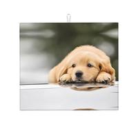 Lazy Dog Puppy - Tapete de secado de cocina con patrón de cachorro, seca los platos rápidamente, 41 x 46 cm, elegante tapete decorativo de cocina