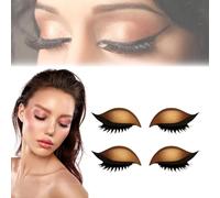 Lazy Eye Shadow Eyelash Patch, 2-in-1 Reusable Eye Makeup Stickers with False Lashes & Shadow 4 Pairs Eyeshadow Eyelashes Makeup Stickers for All Eyeshapes (gold)