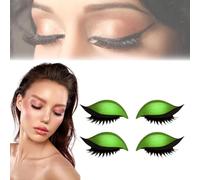 Lazy Eye Shadow Eyelash Patch, 2-in-1 Reusable Eye Makeup Stickers with False Lashes & Shadow 4 Pairs Eyeshadow Eyelashes Makeup Stickers for All Eyeshapes (green)