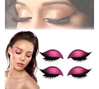 Lazy Eye Shadow Eyelash Patch, 2-in-1 Reusable Eye Makeup Stickers with False Lashes & Shadow 4 Pairs Eyeshadow Eyelashes Makeup Stickers for All Eyeshapes (pink)