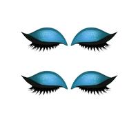 Lazy Eye Shadow Eyelash Patch - 2-in-1 Reusable Instant Makeup Stickers w/False Lashes & Shadow, Natural 3D Look, for Women (2 Pairs Blue)