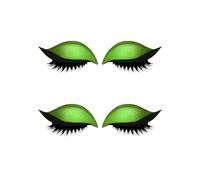 Lazy Eye Shadow Eyelash Patch - 2-in-1 Reusable Instant Makeup Stickers w/False Lashes & Shadow, Natural 3D Look, for Women (2 Pairs Green)