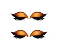 Lazy Eye Shadow Eyelash Patch - 2-in-1 Reusable Instant Makeup Stickers w/False Lashes & Shadow, Natural 3D Look, for Women (2 Pairs Orange)
