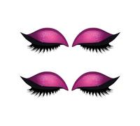 Lazy Eye Shadow Eyelash Patch - 2-in-1 Reusable Instant Makeup Stickers w/False Lashes & Shadow, Natural 3D Look, for Women (2 Pairs Pink)
