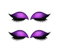 Lazy Eye Shadow Eyelash Patch - 2-in-1 Reusable Instant Makeup Stickers w/False Lashes & Shadow, Natural 3D Look, for Women (2 Pairs Purple)