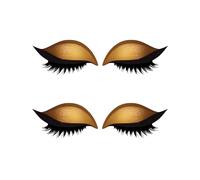 Lazy Eye Shadow Eyelash Patch - 2-in-1 Reusable Instant Makeup Stickers w/False Lashes & Shadow, Natural 3D Look, for Women (2 Pairs Gold)