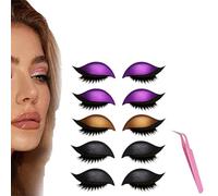 Lazy Eye Shadow Eyelash Patch, 5 Pairs Colorful Eyeshadow Eyelashes Makeup Stickers, 2025 New Eyeshadow Eyelash Stickers, Lazy Makeup Tool, Reusable (5Pcs-C)