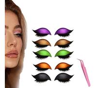 Lazy Eye Shadow Eyelash Patch, 5 Pairs Colorful Eyeshadow Eyelashes Makeup Stickers, 2025 New Eyeshadow Eyelash Stickers, Lazy Makeup Tool, Reusable (5Pcs-A)